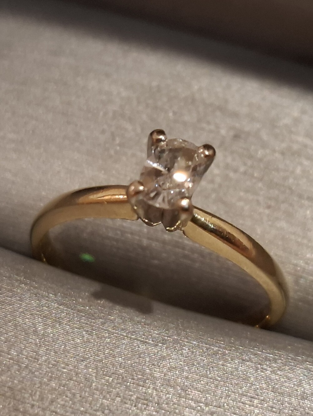 Gold Solitaire Engagement Ring with Clear Round Stone